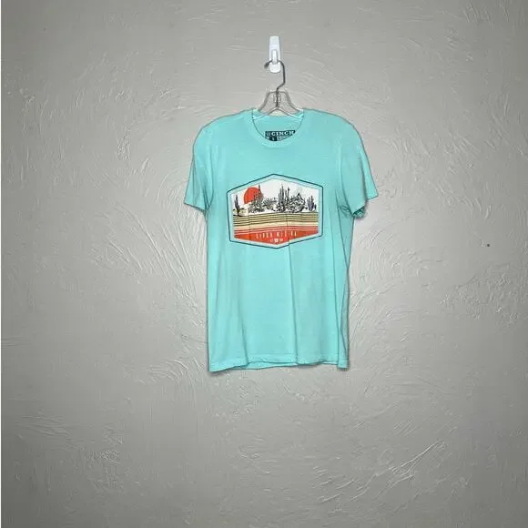 Cinch Women's Small Western Desert Graphic T-Shirt Blue - Picture 1 of 3